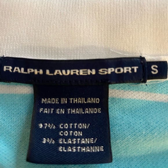 Ralph Lauren Sport Polo Shirt Top Womenswear Blue White Size Small - Picture 8 of 9